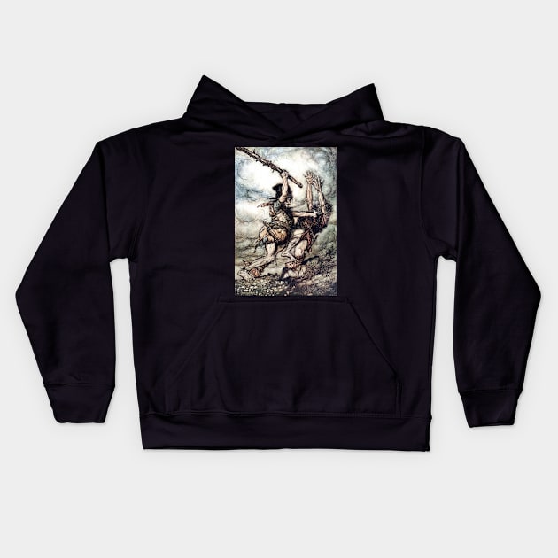 Fafnir Kills Fasolt - The Rhinegold and the Valkyries - Arthur Rackham Kids Hoodie by forgottenbeauty